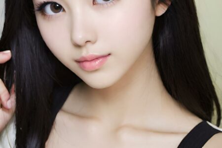 AI girl with black hair wallpaper