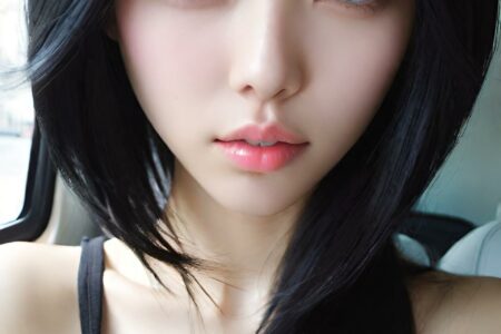AI girl with black hair wallpaper