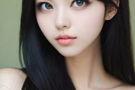 AI girl with black hair wallpaper
