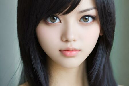 AI girl with black hair wallpaper
