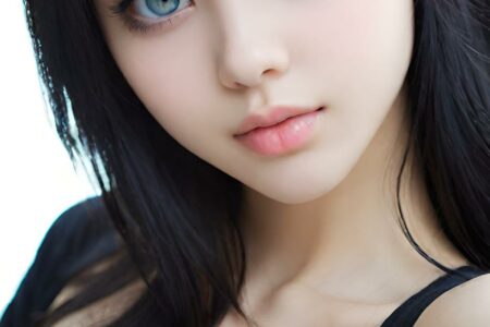 AI girl with black hair wallpaper