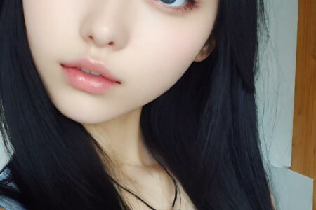 AI girl with black hair wallpaper