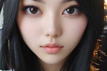 AI girl with black hair wallpaper