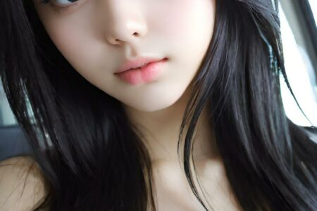 AI girl with black hair wallpaper