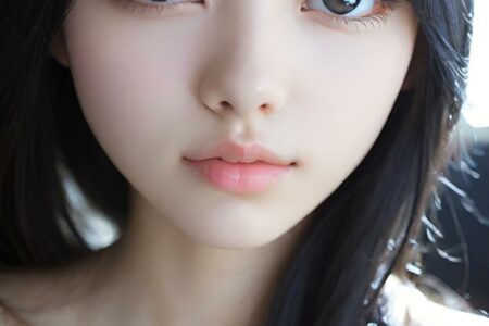 AI girl with black hair wallpaper