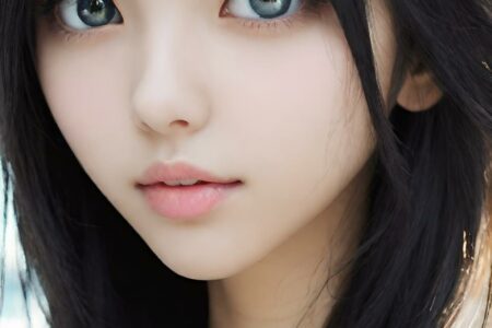 AI girl with black hair wallpaper