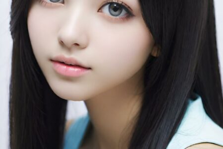 AI girl with black hair wallpaper