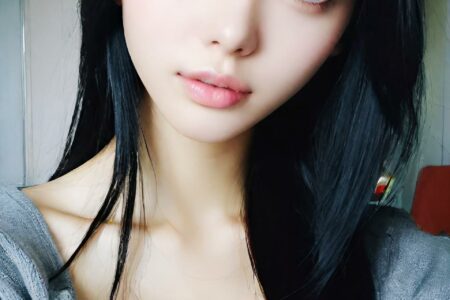 AI girl with black hair wallpaper