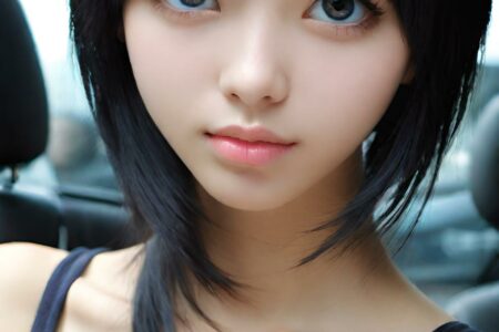 AI girl with black hair wallpaper