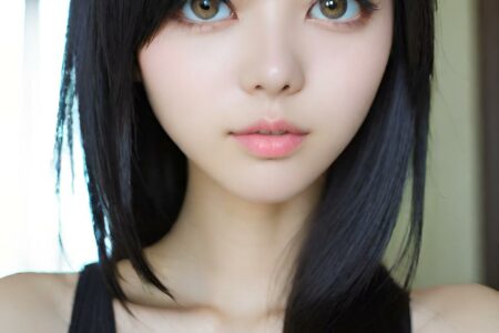 AI girl with black hair wallpaper