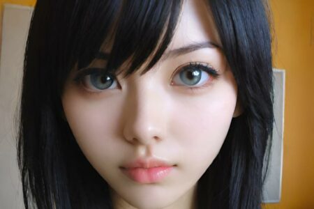 AI girl with black hair wallpaper