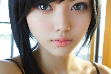 AI girl with black hair wallpaper