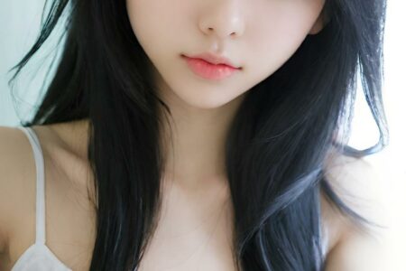AI girl with black hair wallpaper