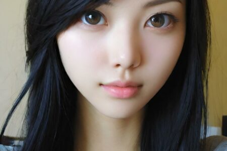 AI girl with black hair wallpaper
