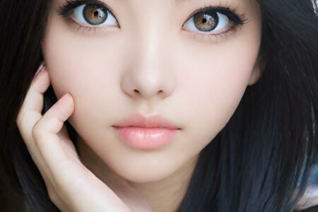 AI girl with black hair wallpaper