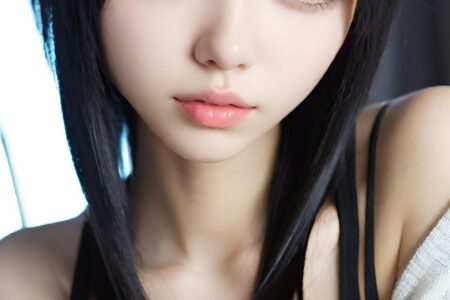 AI girl with black hair wallpaper