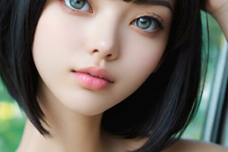 AI girl with black hair wallpaper