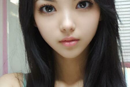 AI girl with black hair wallpaper