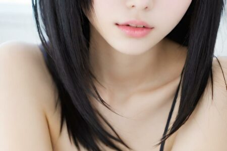 AI girl with black hair wallpaper