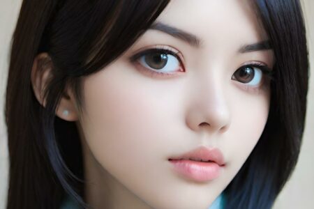 AI girl with black hair wallpaper