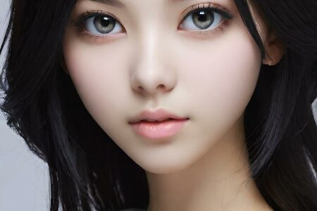 AI girl with black hair wallpaper