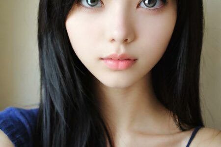 AI girl with black hair wallpaper