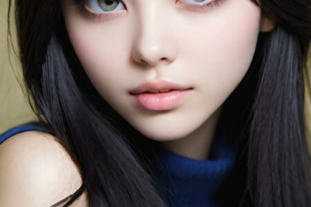 AI girl with black hair wallpaper