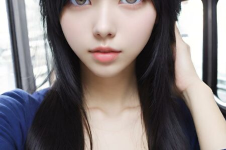 AI girl with black hair wallpaper