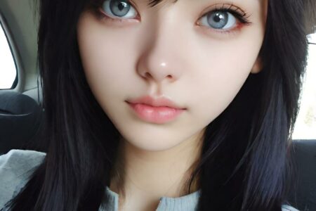 AI girl with black hair wallpaper