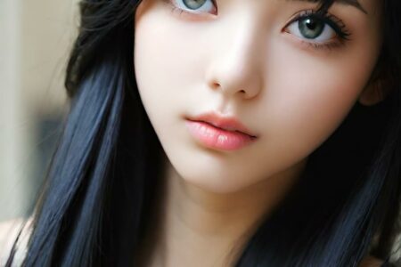 AI girl with black hair wallpaper