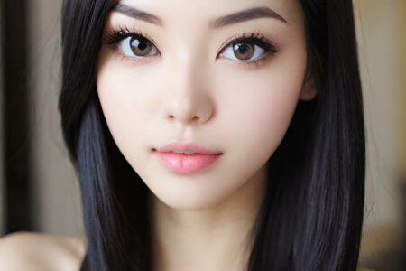 AI girl with black hair wallpaper