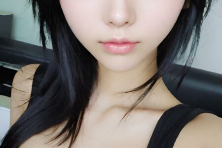 AI girl with black hair wallpaper