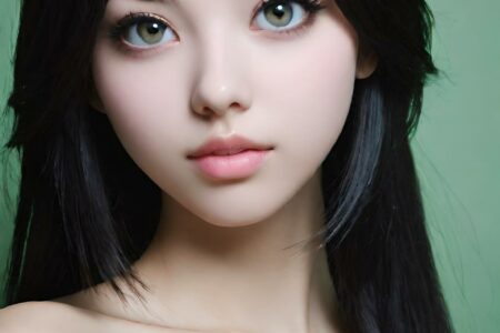 AI girl with black hair wallpaper