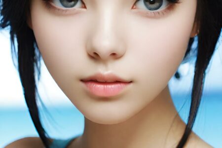 AI girl with black hair wallpaper