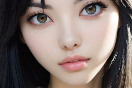 AI girl with black hair wallpaper