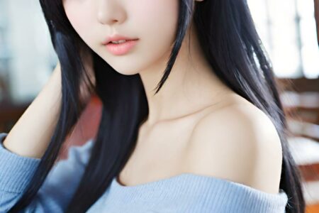 AI girl with black hair wallpaper