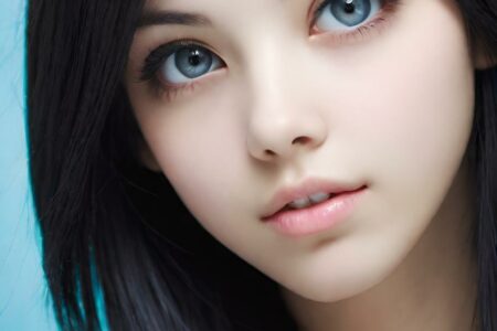 AI girl with black hair wallpaper