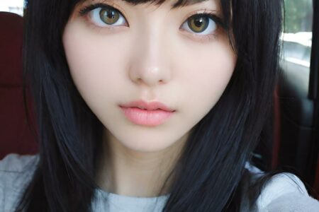 AI girl with black hair wallpaper