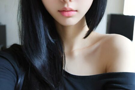 AI girl with black hair wallpaper