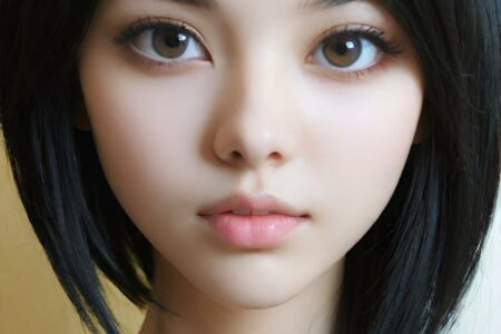 AI girl with black hair wallpaper