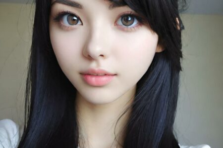 AI girl with black hair wallpaper