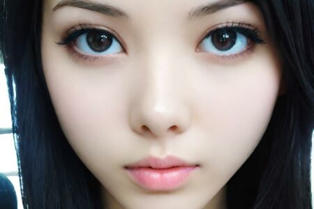 AI girl with black hair wallpaper