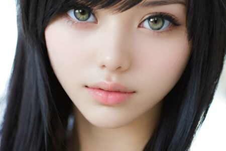 AI girl with black hair wallpaper
