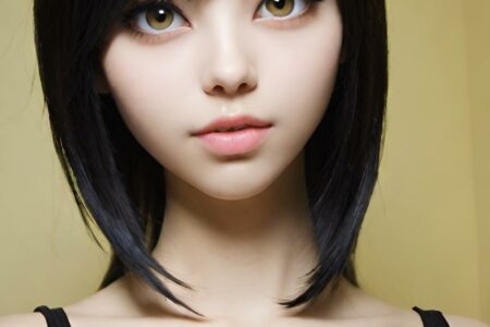 AI girl with black hair wallpaper