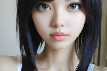 AI girl with black hair wallpaper