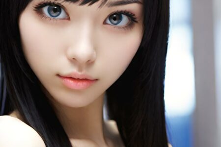 AI girl with black hair wallpaper
