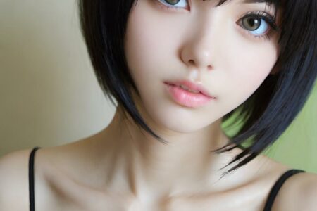 AI girl with black hair wallpaper