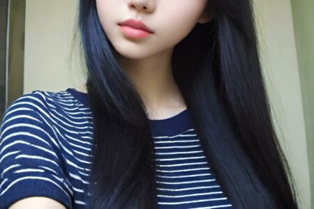 AI girl with black hair wallpaper