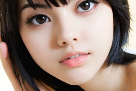 AI girl with black hair wallpaper