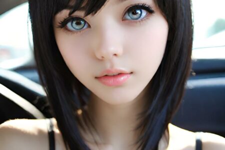 AI girl with black hair wallpaper